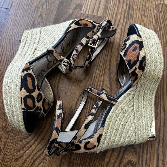 Sam Edelman Leopard Print Wedge Platform Sandals, size 7.5 - Picture 3 of 8